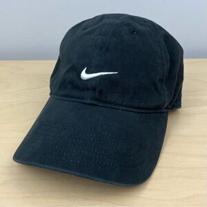 Nike Strapback Dad Hat Center Swoosh Embroidered Logo Black & White Cap